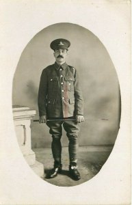 Military, Soldier Posing for Picture, RPPC