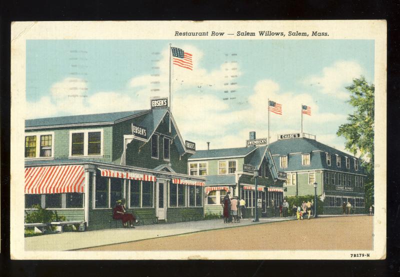 Salem Willows, Salem, Massachusetts/MA/Mass Postcard, Restaurant Row, 1956!