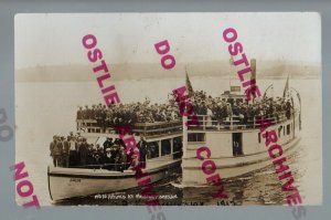 Newport OREGON RPPC 1912 STEAMER JULIA Newport FERRY Passengers Steamship