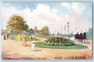 Ottawa Canada Postcard Government Driveway and Gardens 1909 Oilette Tuck Art