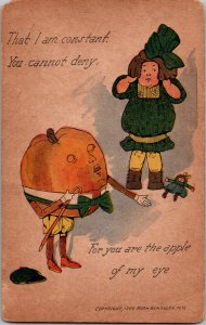 1909 Fruit People Anthropomorphic Apple Of My Eye - Postcard Vintage JB2