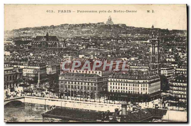 Postcard Old Paris Panorama taken from Notre Dame