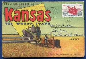 Kansas the Wheat State Lawrence Fort Riley Large Letters Postcard Folder PF590