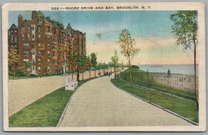 BROOKLYN NY SHORE DRIVE AND BAY ANTIQUE POSTCARD