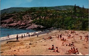 USA Sand Beach Bar Harbor Acadia National Park Maine Chrome Postcard C005