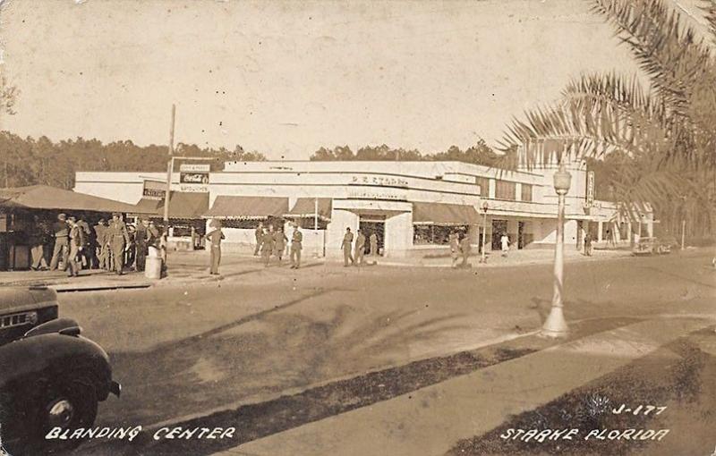 Starke FL Blanding Center Soldiers Street View in 1944 Real Photo Postcard