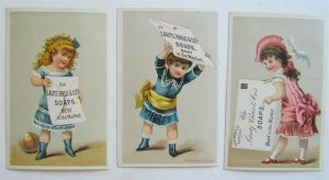 NORTH ADAMS MA GROCERIES LAUTZ BROS. SOAP SET OF 3 ANTIQUE VICTORIAN TRADE CARDS