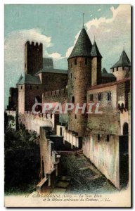 Old Postcard Carcassonne Tower of Quart and the defense Exterieure du Chateau