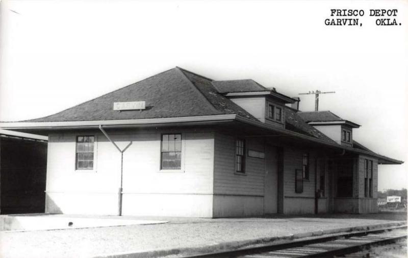 Garvin Oklahoma Frisco train depot real photo pc Z30244