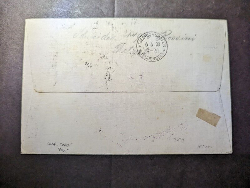 1930 USA LZ 127 Graf Zeppelin Airmail Cover FFC to Gelsenkirchen Germany #C14