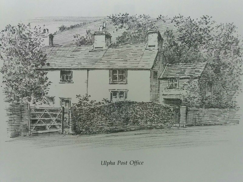 Ulpha Post Office Duddon Cumbria UK Vintage Art Drawing Sketch Postcard