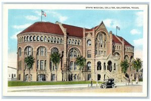 c1910's State Medical College Building Car Galveston Texas TX Antique Postcard