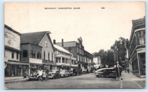 FARMINGTON, Maine ME ~ BROADWAY Street Scene 1940s  Franklin County Postcard