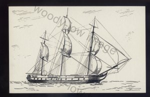 pen082 - Original Pen & Ink Postcard - UK Sailing Ship - True Briton ,built 1790