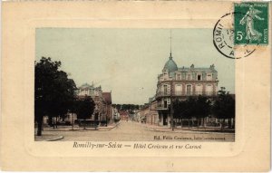 CPA ROMILLY-sur-SEINE - Hotel Croiseau et rue Carnot (71777)