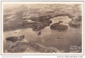 Wisconsin Waupeca Aerial View Of North End Of Chain O' Lakes Real Photo