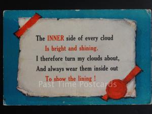 Verse Postcard: THE INNER SIDE OF EVERY CLOUD IS BRIGHT & SHINING Old PC, E.Mack