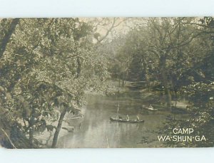 1930's CANOE BOATS AT CAMPGROUND Junction City - Near Manhattan Kansas KS AE3405