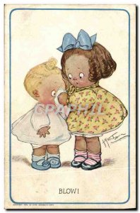 Old Postcard Fantasy Illustrator Child Blow