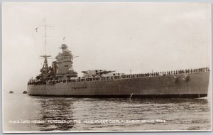 HMS 'Lord Nelson' Flagship Of Home Fleet Royal Navy Sailors RPPC Postcard D98