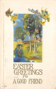 Easter Greetings Butterfly 1916 postal marking on front