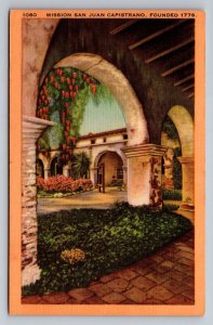 Old Chapel Arches Mission San Juan Capistrano Vintage Unposted Linen Postcard