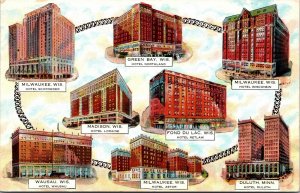 Postcard Multiple Views of Fireproof Schroeder Hotels in Wisconsin~131172