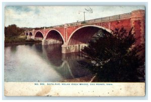 1909 Sixth Ave. Melan Arch Bridge, Des Moines, IOWA IA Antique Postcard