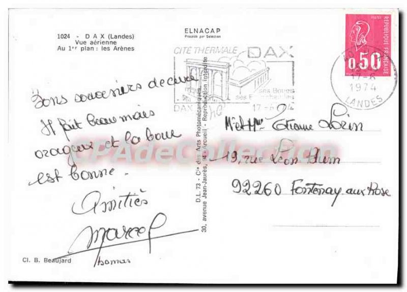 Modern Postcard Dax Aerienne View the map Les Arenes