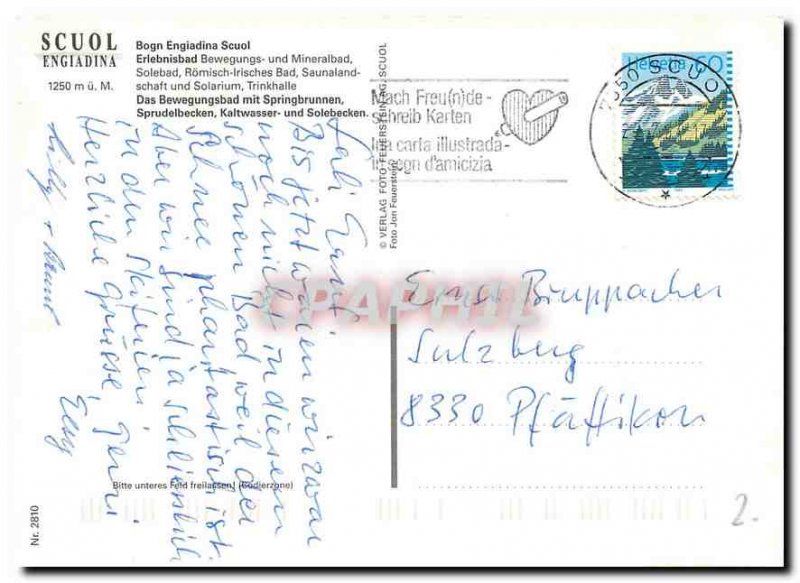 Postcard Modern Engadin Bad Scuol