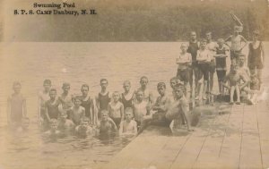 Swimming Pool S.P.S. Camp Danbury N.H. Boys on Dock c.1910 RPPC / 2R4-57