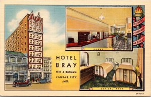 Postcard MO Kansas City Hotel Bray 12th St. & Baltimore Ave. Multiview 1940s S81