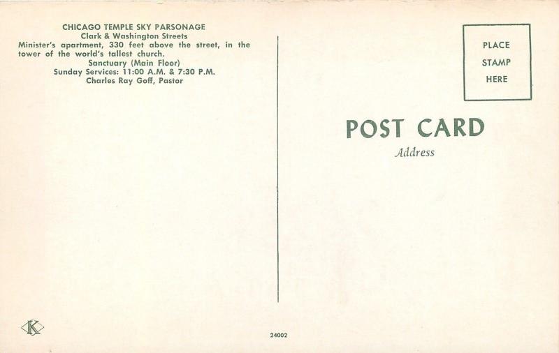 Chicago Illinois~Temple Sky Parsonage~1950s Postcard