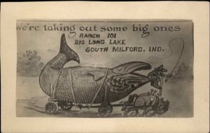 South Milford IN Fishing Exaggeration Comic c1910 Real Photo Postcard
