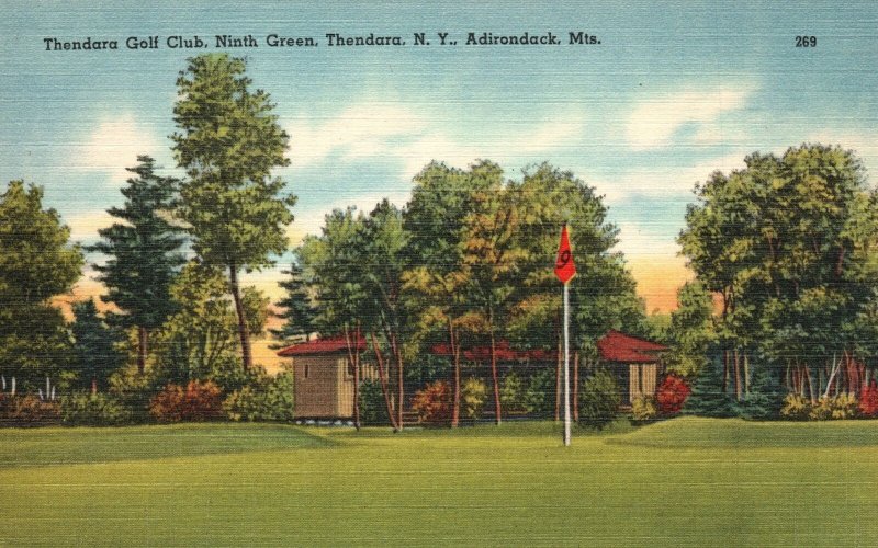 Vintage Postcard Thendara Golf Club Ninth Green Adirondack Mountain New York NY