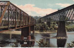 Two Railroad Bridges & Covered Bridge Greenfield MA pm 1911 