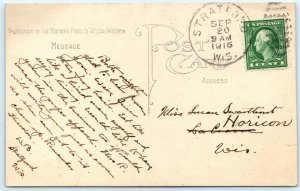 c1910 Stratford, Wis RPPC High School Brick Building Nice & Sharp Real Photo A21