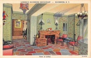 LORENZO'S Rochester, NY Restaurant Interior 1940s Linen Vintage Postcard