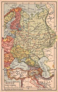 MAP OF EUROPE RUSSIA FINLAND UKRAINE LITHUANIA POPULATION INFO POSTCARD (c.1910) 