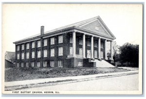 c1920 First Baptist Church Trade Center Egypt Street Herrin Illinois IL Postcard