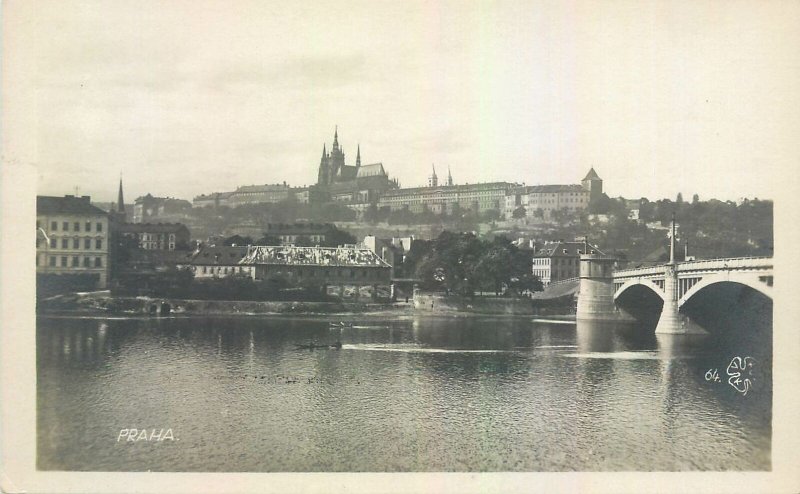 Postcard Czech Republic Prague old town hill view