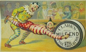 Lot Of 3 Clark's Mile-End Spool Cotton Circus Clowns Strongman Children Fab! P85