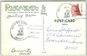 1984 Barnes City, IA Post Office Cancel Postcard Town USPO Postal History A268