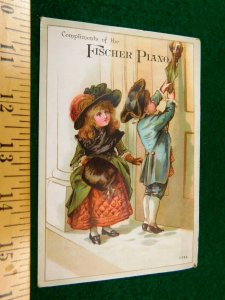 LovelyBig  Fischer Piano Kids Winter, S.R. Leland & Son Victorian Trade Card #T