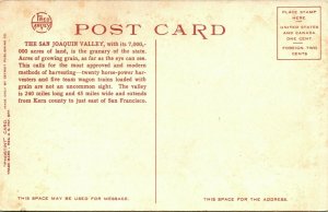 Vtg Postcard 1900s Five-Team Train of Wagons San Joaquin Valley CA Fred Harvey