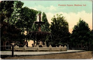 Fountain Square, Madison IN c1909 Vintage Postcard B69