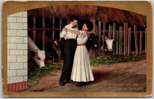 Victorian Lovers Dancing Romance Photo Antique Postcard