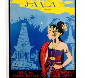 Visit Java Postcard Batavia Unused Unposted Vintage Poster Reprint E59