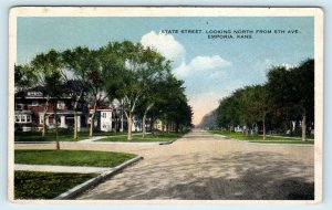 EMPORIA, KS Kansas STATE STREET Scene~ North  1915  Lyon  County  Postcard