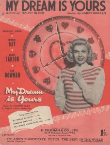 My Dream Is Yours Doris Day London Vintage Sheet Music